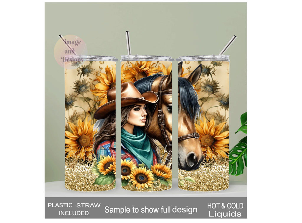 Cowgirl Tumbler 20oz With Reusable Straw, Can Be Personalized