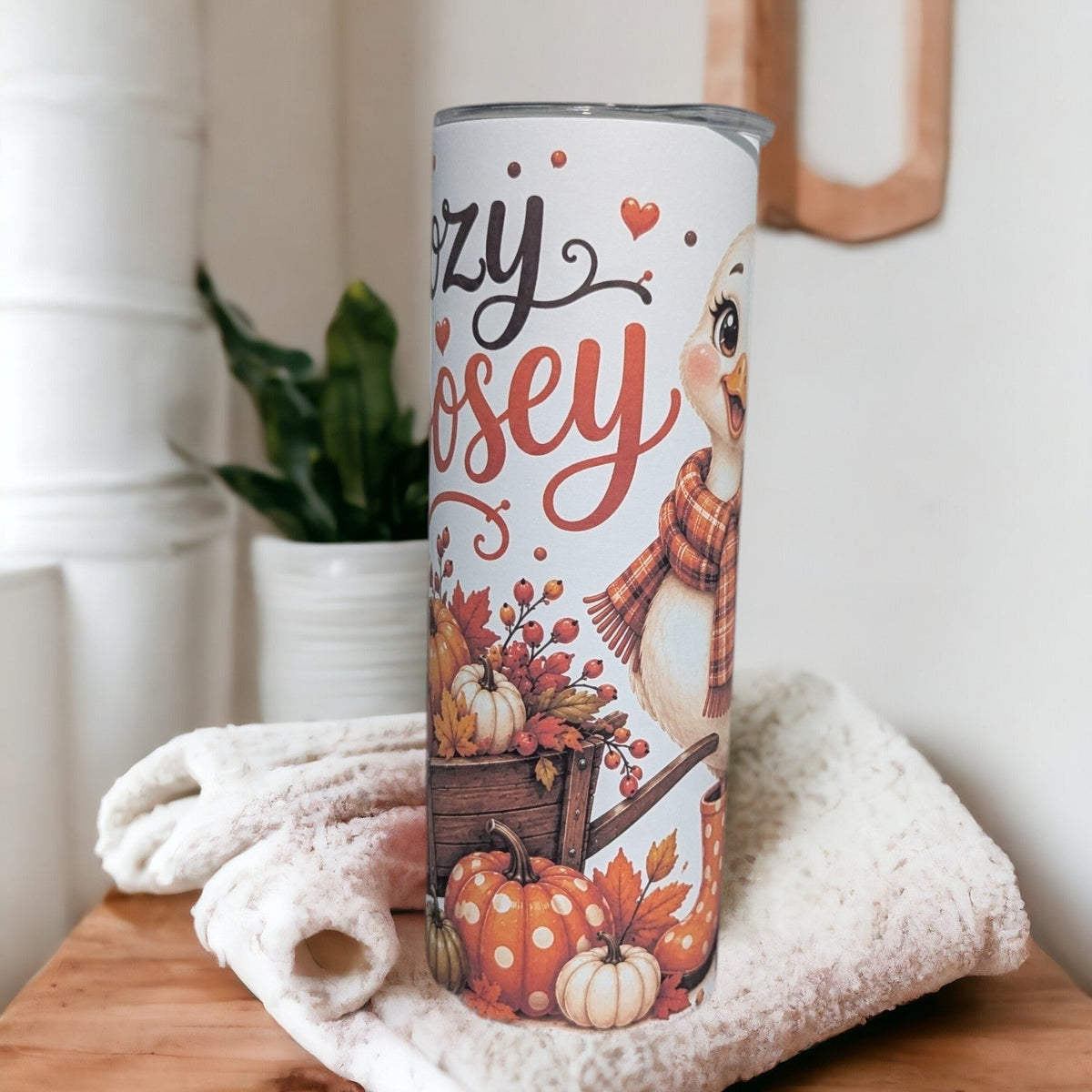 Cozy Goosey Fall Tumbler 20oz with Reusable Straw
