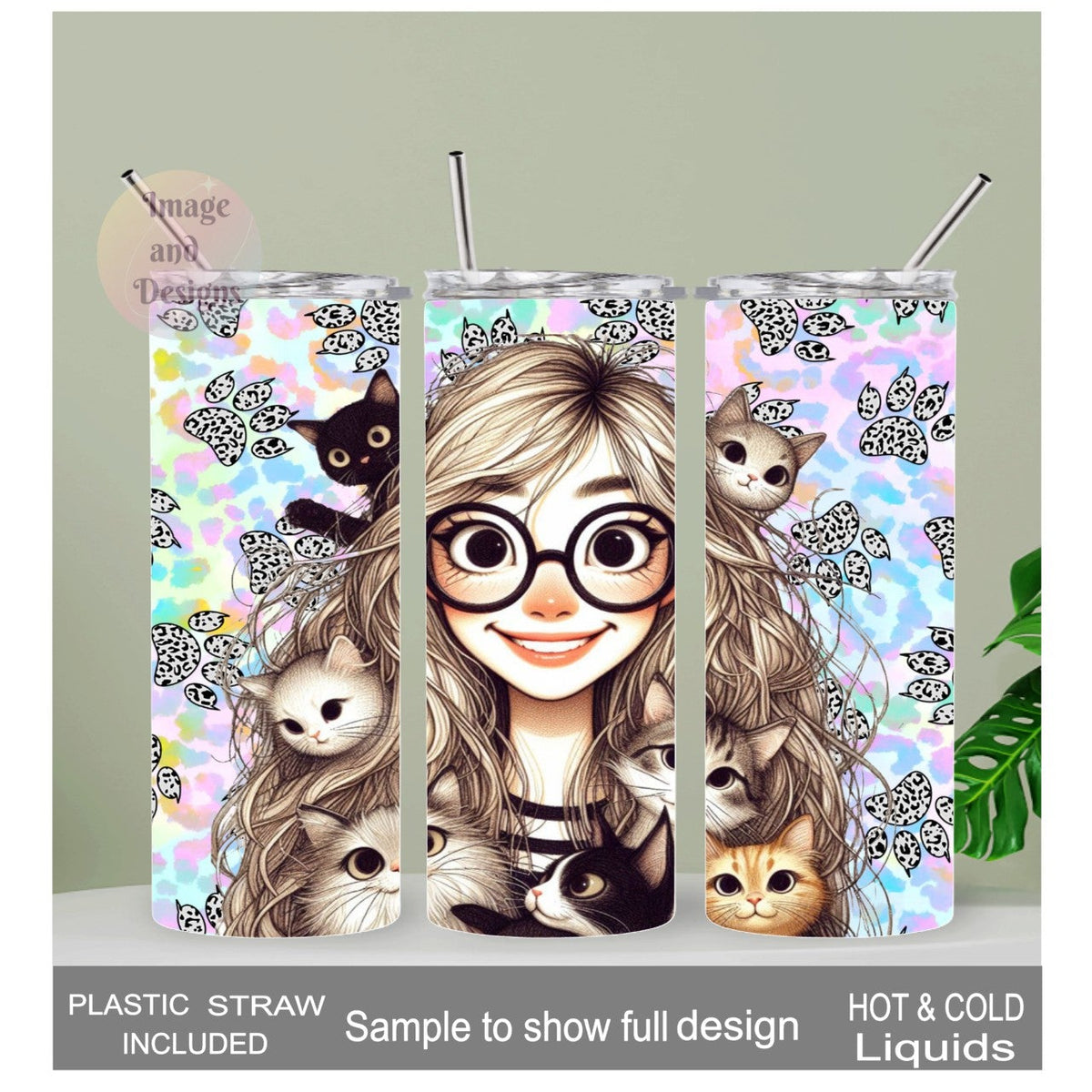 Crazy Cat Lady Tumbler 20oz With Reusable Straw, Can Be Personalized