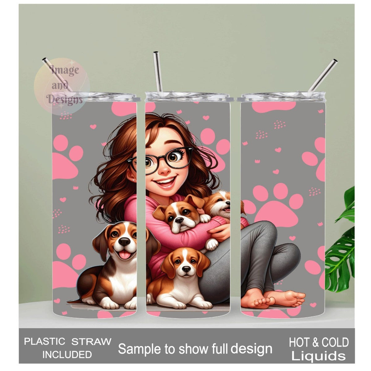 Crazy Dog Lady Tumbler 20oz With Reusable Straw, Can Be Personalized