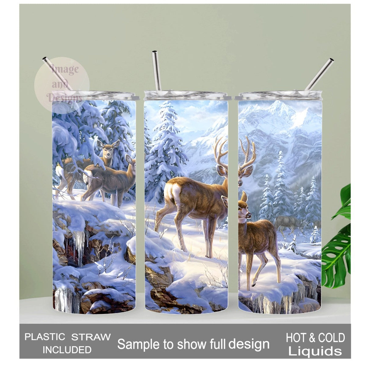 Deer Tumbler 20oz With Reusable Straw, Can Be Personalized