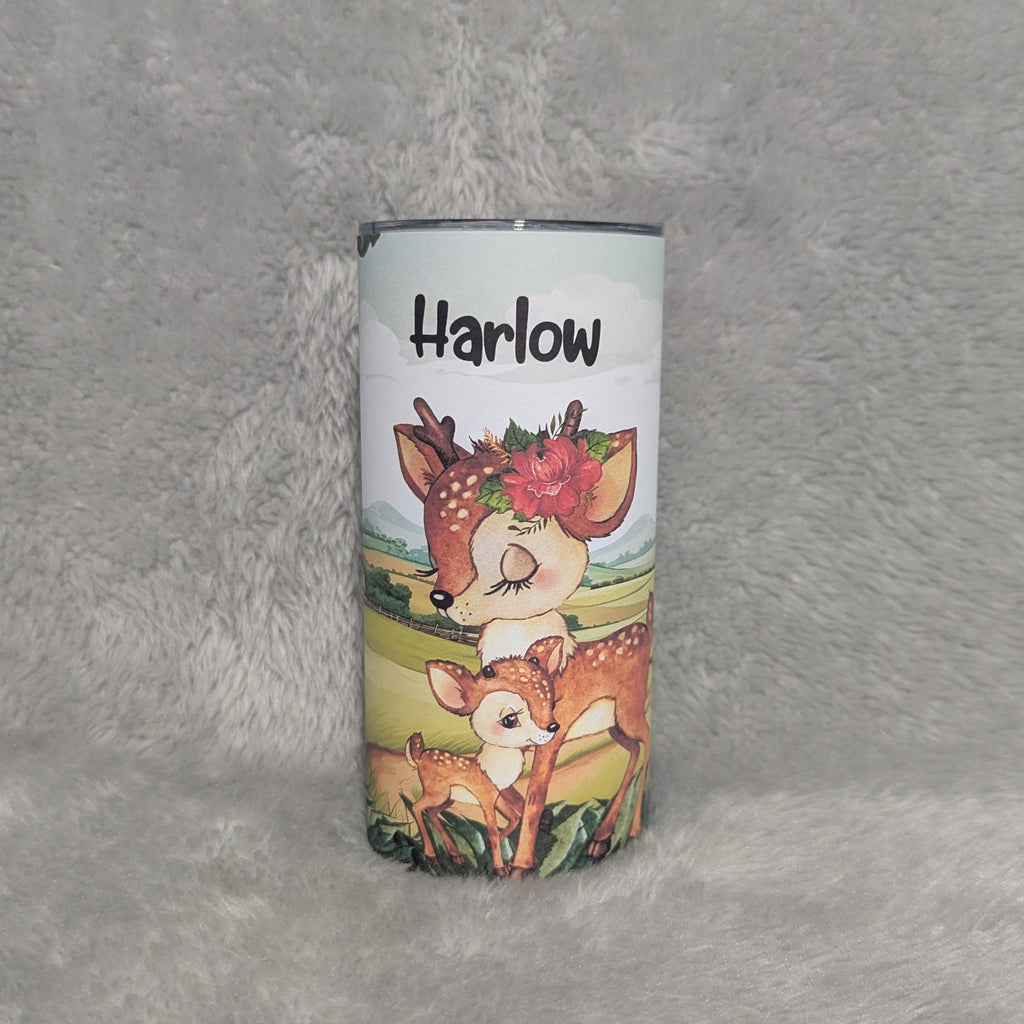 Kids Deer Tumbler 15oz With Reusable Straw, Can Be Personalized