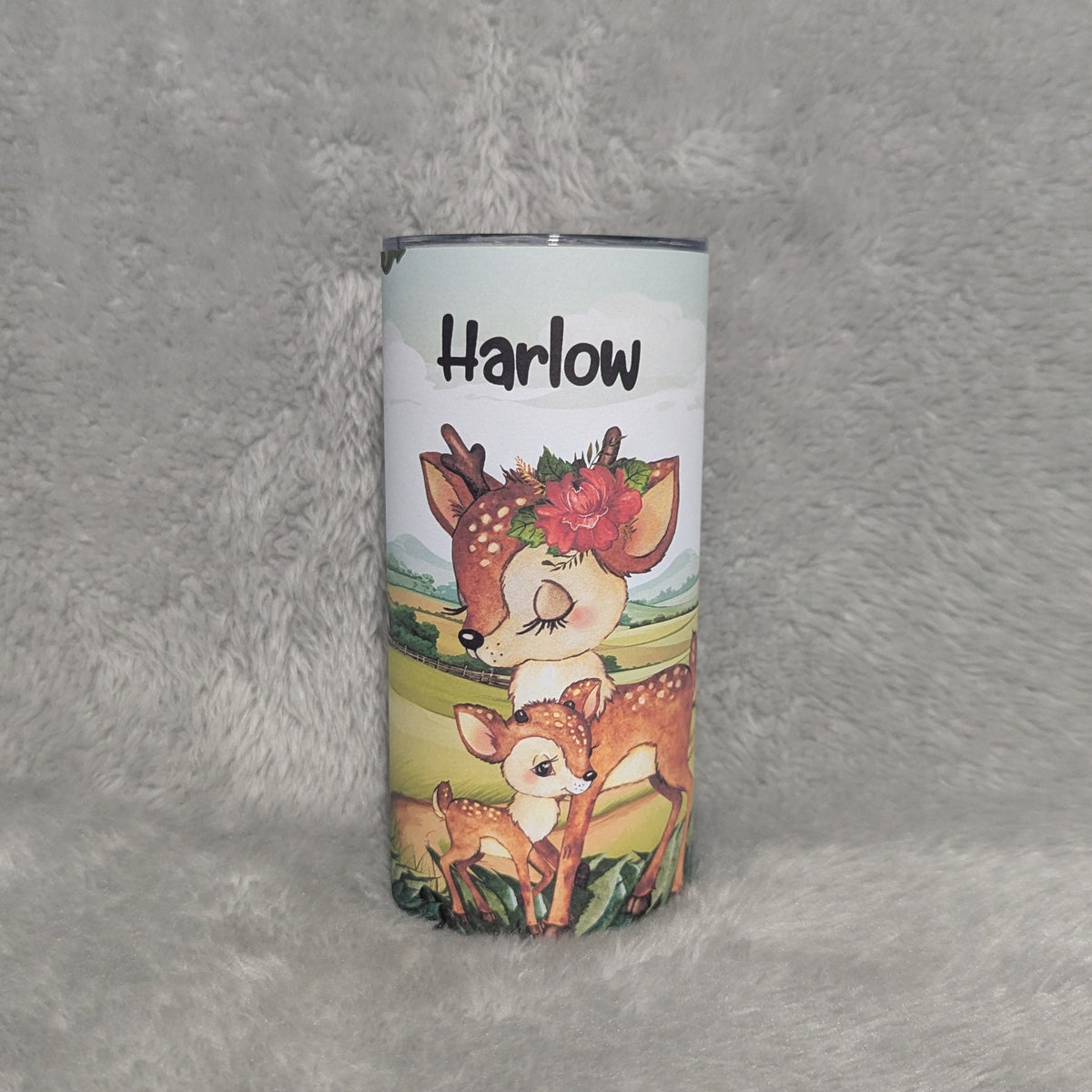Kids Deer Tumbler 15oz With Reusable Straw, Can Be Personalized