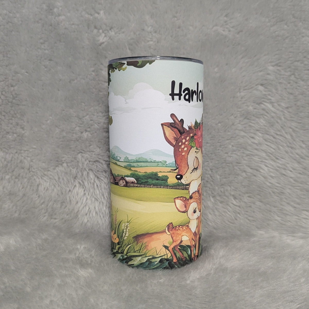 Kids Deer Tumbler 15oz With Reusable Straw, Can Be Personalized