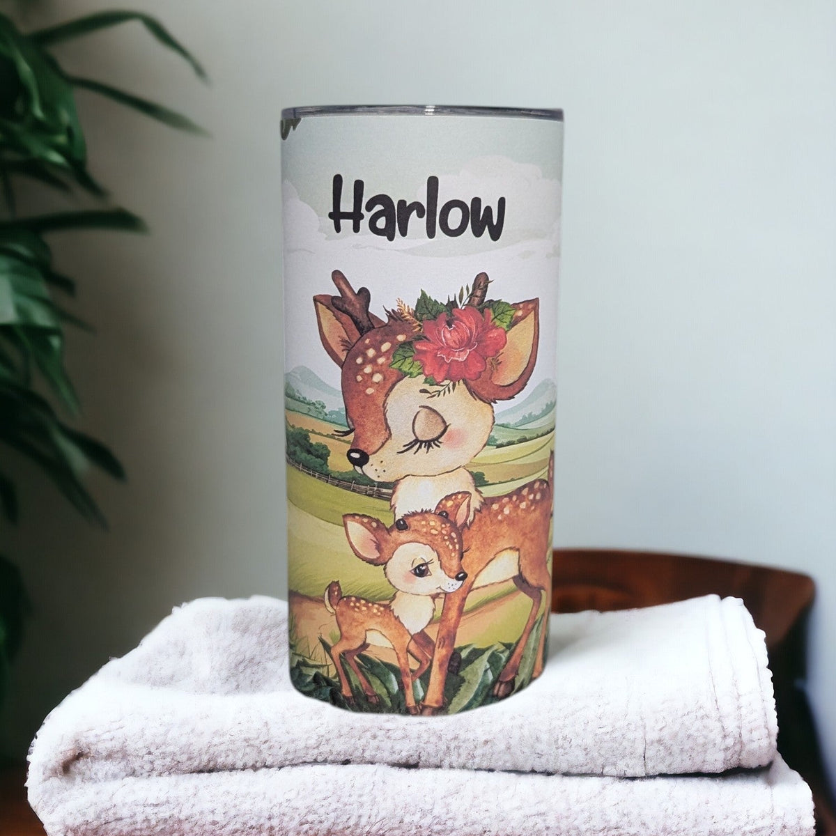 Kids Deer Tumbler 15oz With Reusable Straw, Can Be Personalized