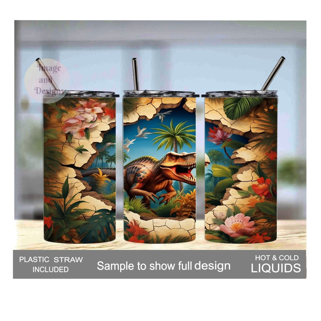 Roar-tastic Kids Dinosaur Tumbler 15oz With Reusable Straw, Can Be Personalized