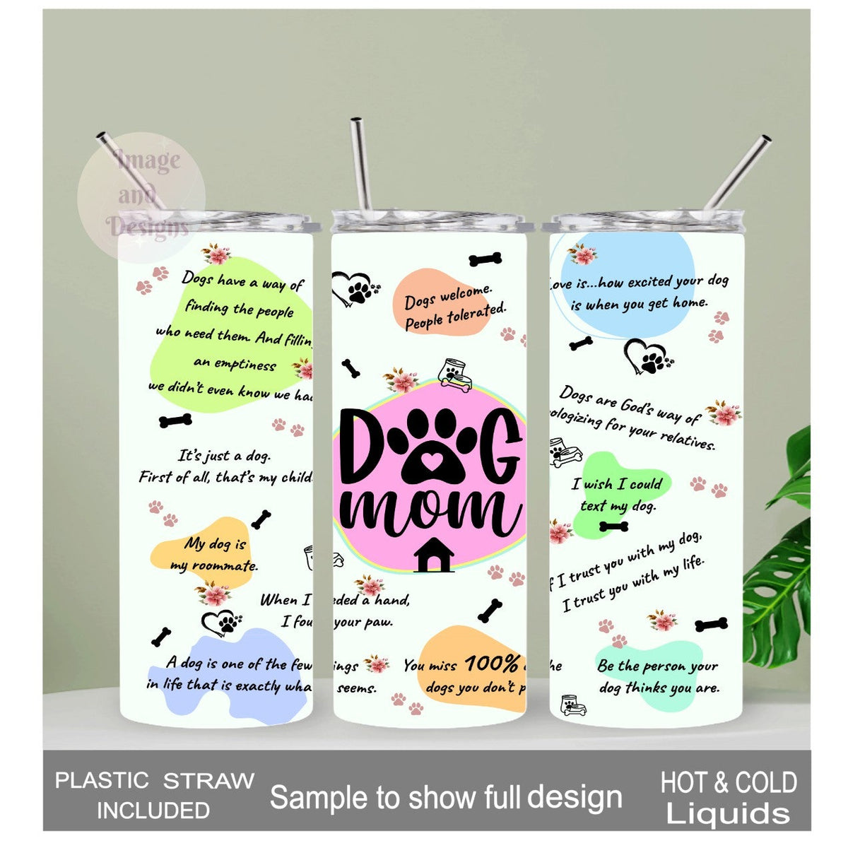 Dog Mom Affirmation Tumbler 20oz With Reusable Straw