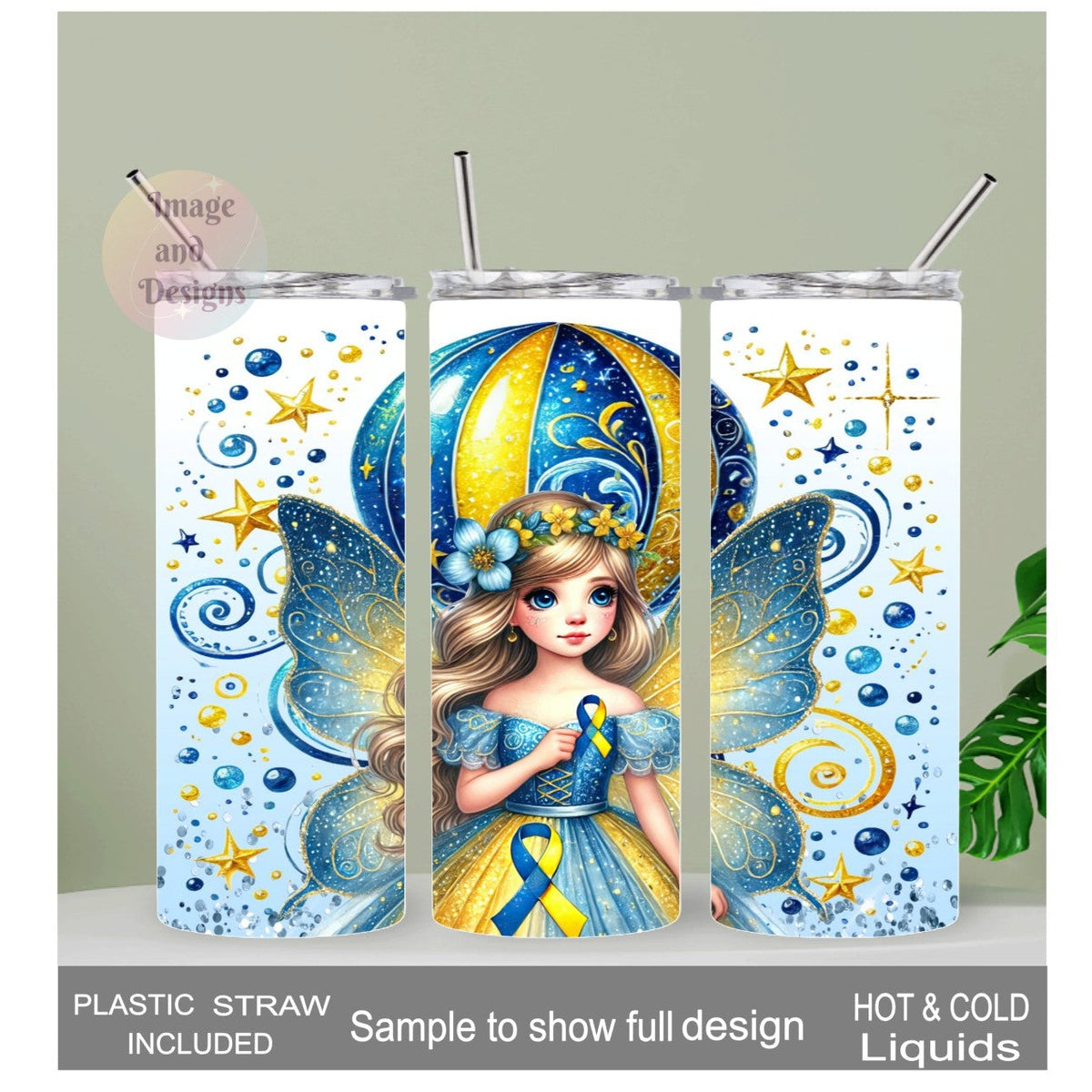 Down Syndrome Awareness Fairy Tumbler 20oz With Reusable Straw Can Be Personalized