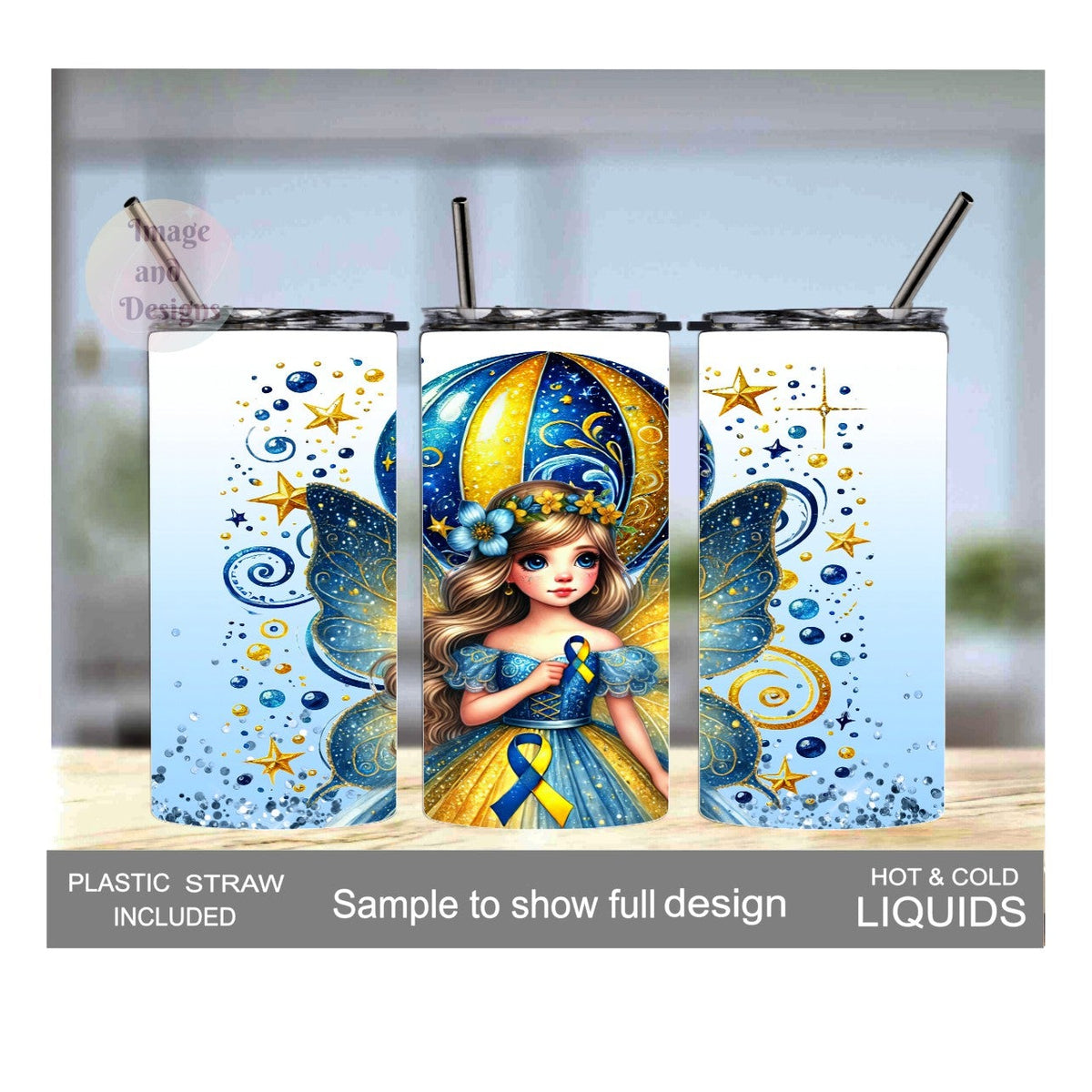 Kids Down Syndrome Awareness Tumbler 15oz With Reusable Straw, Can Be Personalized