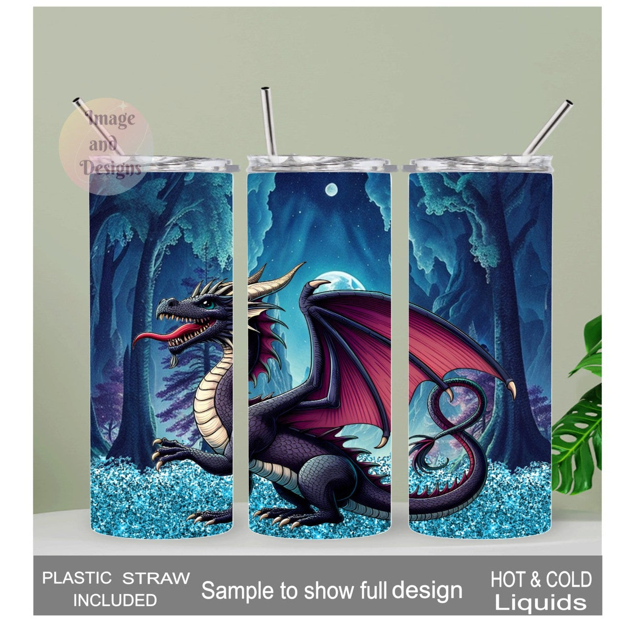 Dragon Tumbler 20oz With Reusable Straw, Can Be Personalized