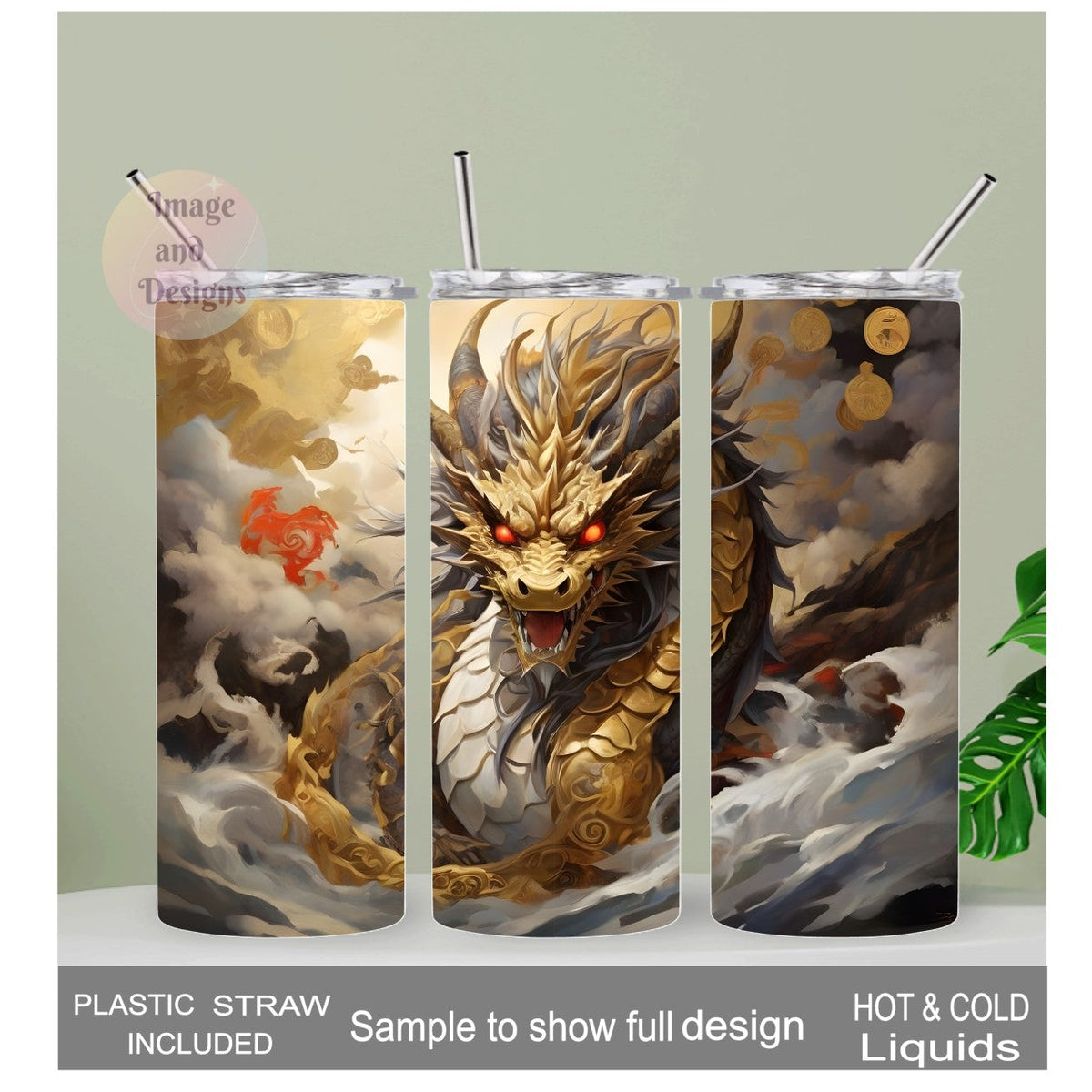 Dragon Tumbler 20oz With Reusable Straw, Can Be Personalized
