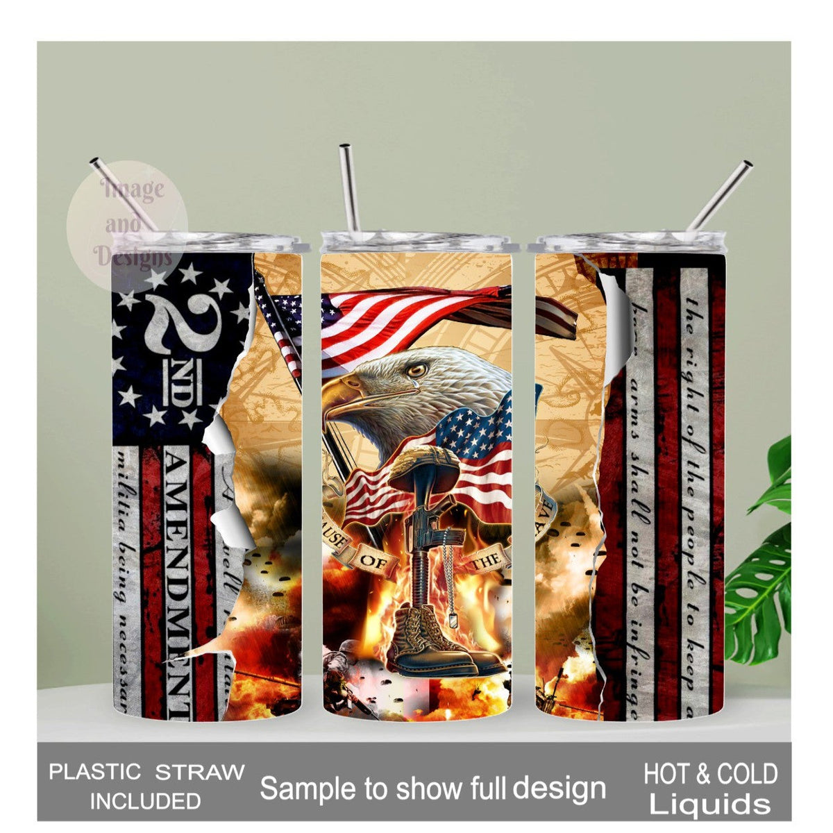 Because Of The Brave Eagle Tumbler 20oz With Reusable Straw, Can Be Personalized