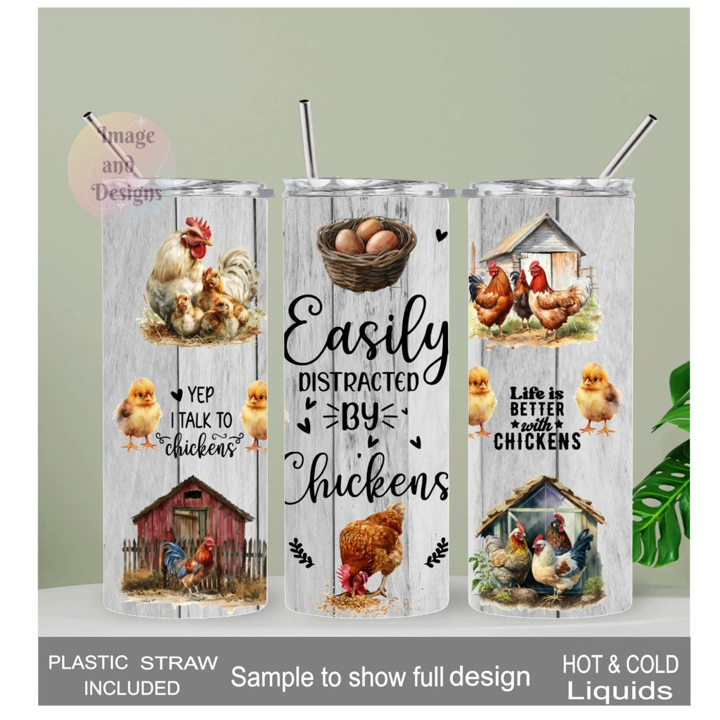 Chicken Tumbler 20oz With Reusable Straw