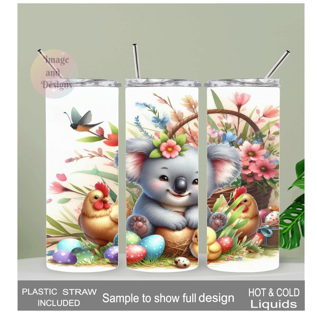 Easter Koala Bear Tumbler 20oz With Reusable Straw, Can Be Personalized