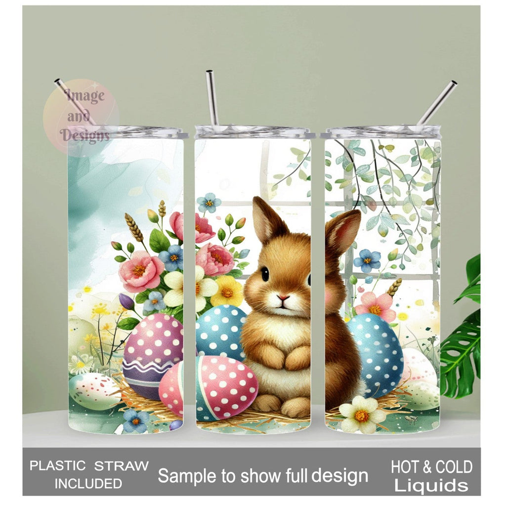 Cute Easter Bunny Tumbler 20oz With Reusable Straw, Can Be Personalized