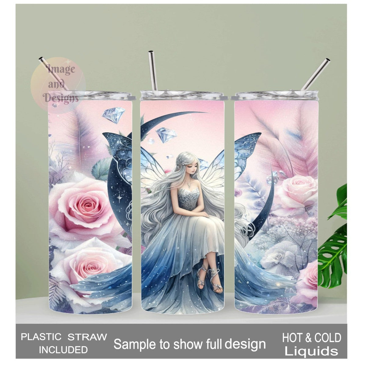 Fairy Tumbler 20oz With Reusable Straw, Can Be Personalized