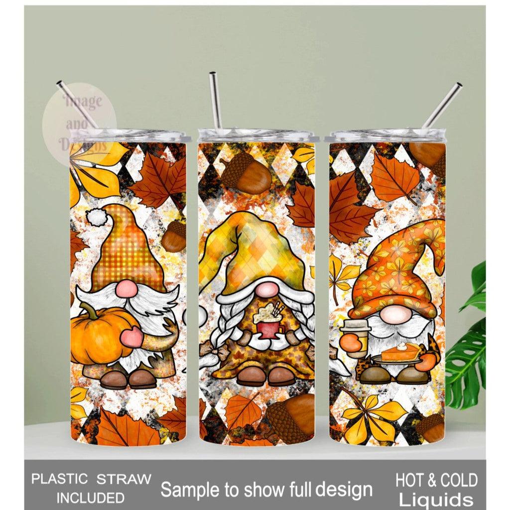 Fall Gnome Tumbler 20oz With Reusable Straw, Can Be Personalized