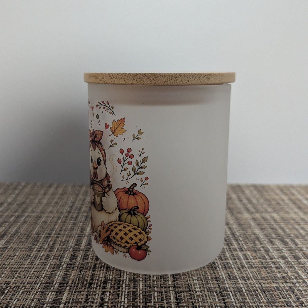 Fall Chicken Candle Holder With A Battery Operated Flickering Tea Light