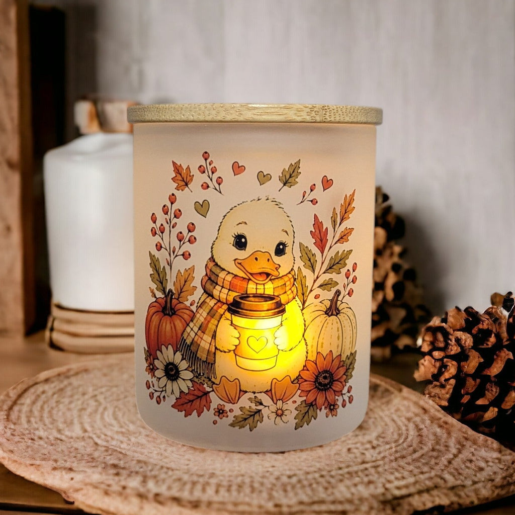 Fall Duck Candle Holder With A Battery Operated Flickering Tea Light