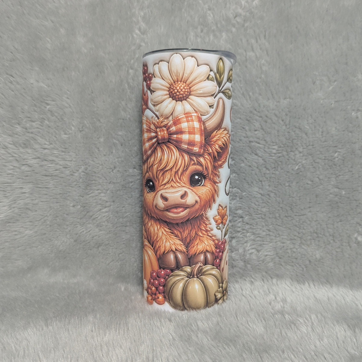 Fall for Jesus Highland Cow Tumbler 20oz With Reusable Straw - 3D Design