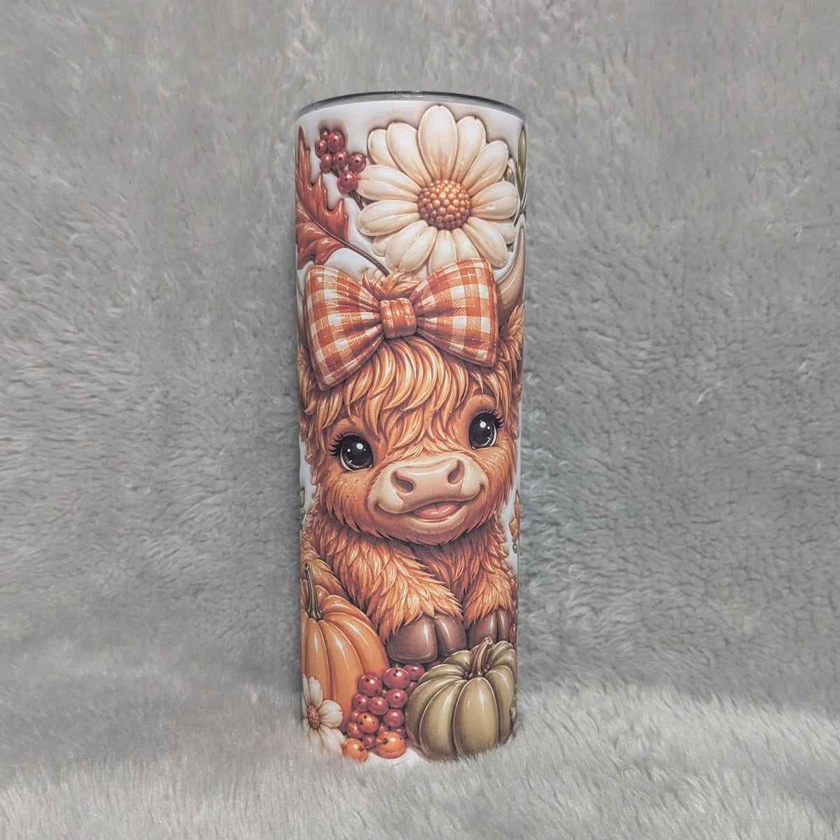 Fall for Jesus Highland Cow Tumbler 20oz With Reusable Straw - 3D Design