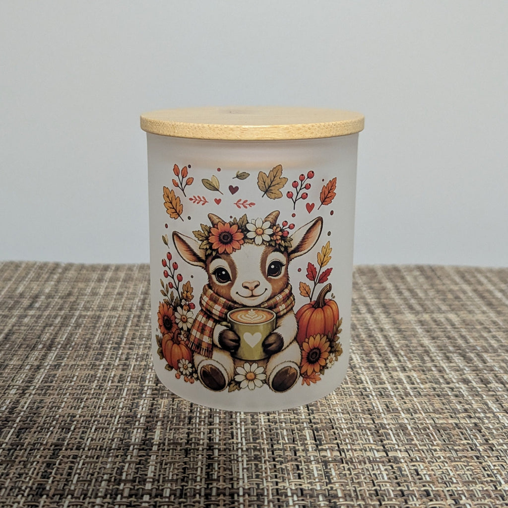 Fall Goat Candle Holder With A Battery Operated Flickering Tea Light