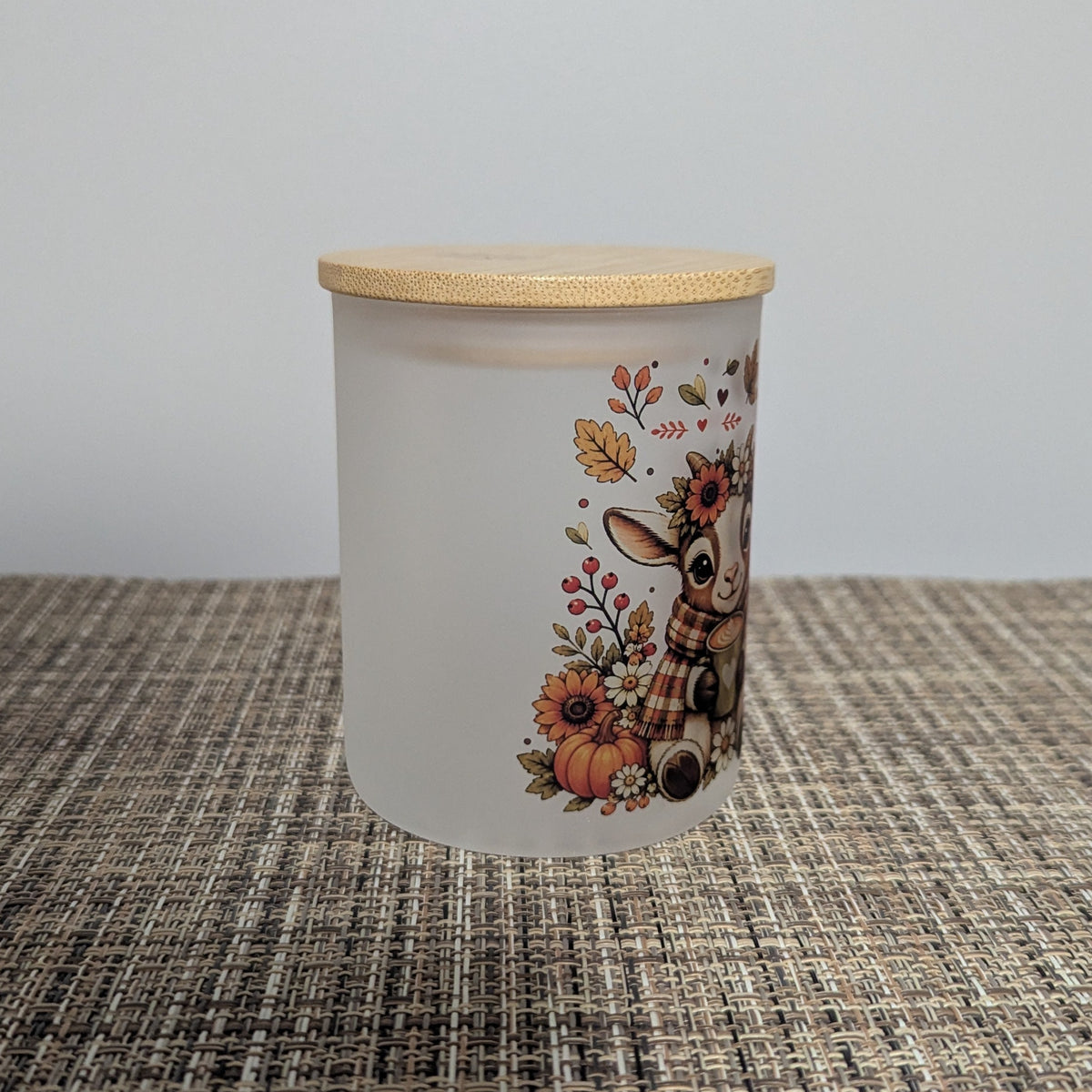 Fall Goat Candle Holder With A Battery Operated Flickering Tea Light