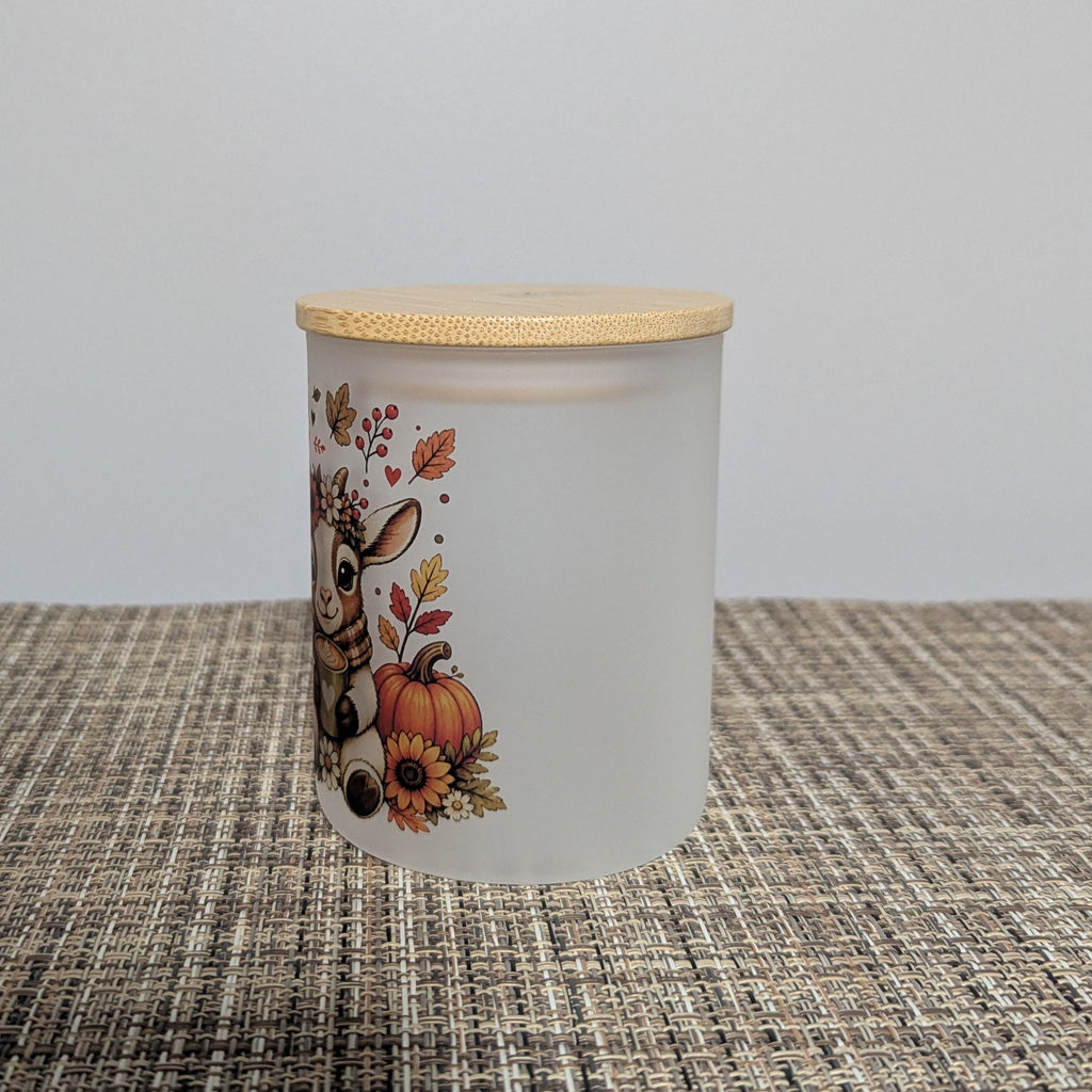 Fall Goat Candle Holder With A Battery Operated Flickering Tea Light