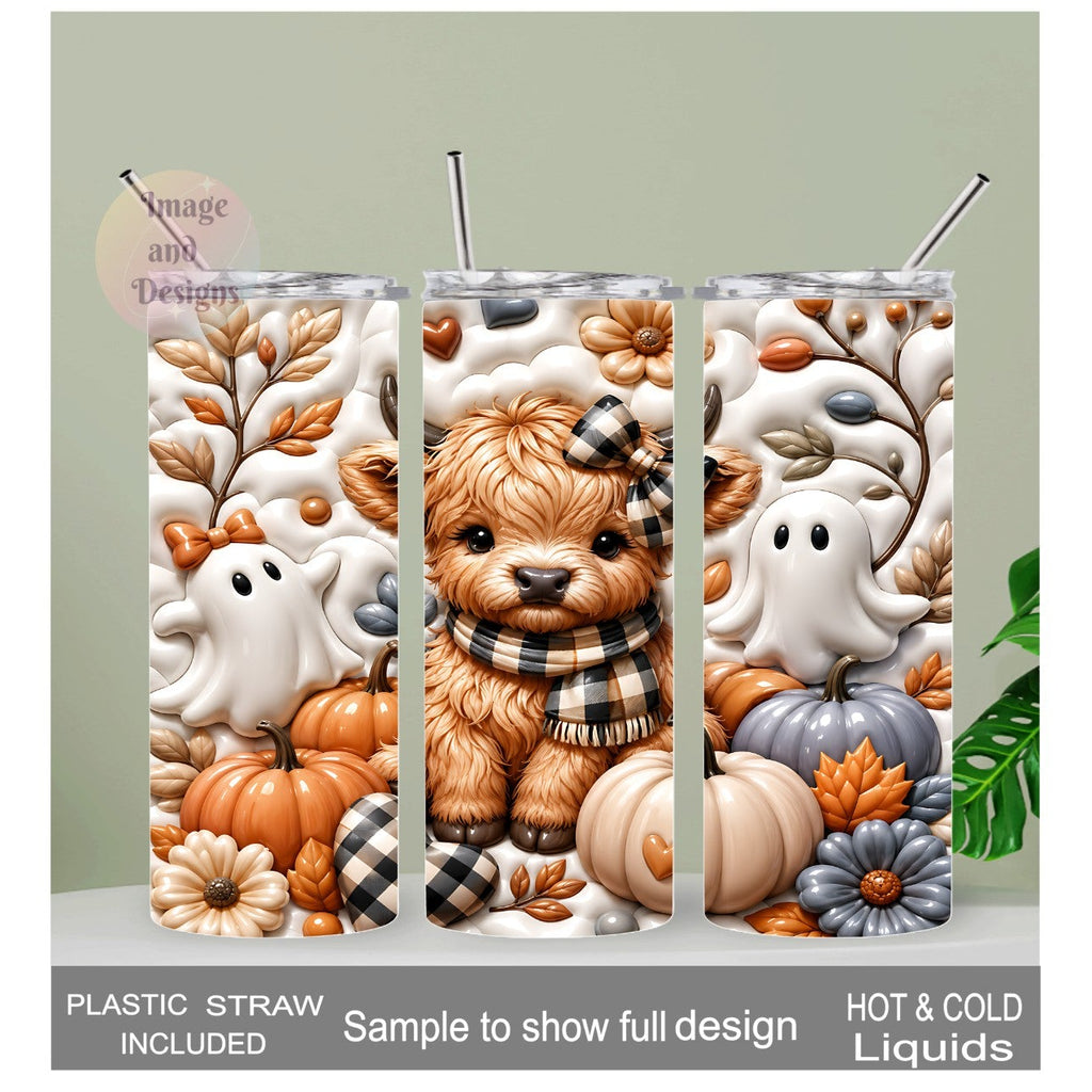 Fall Highland Cow Tumbler 20oz Tumbler With A Reusable Straw
