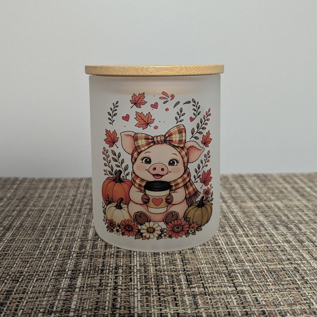 Fall Pig Candle Holder With A Battery Operated Flickering Tea Light