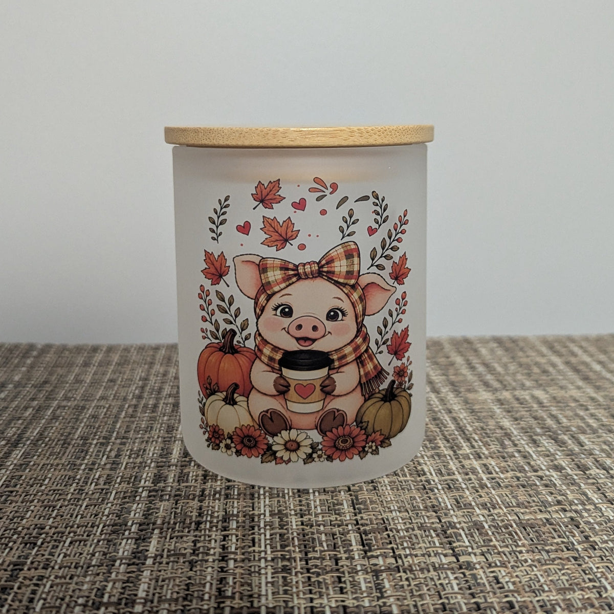 Fall Pig Candle Holder With A Battery Operated Flickering Tea Light