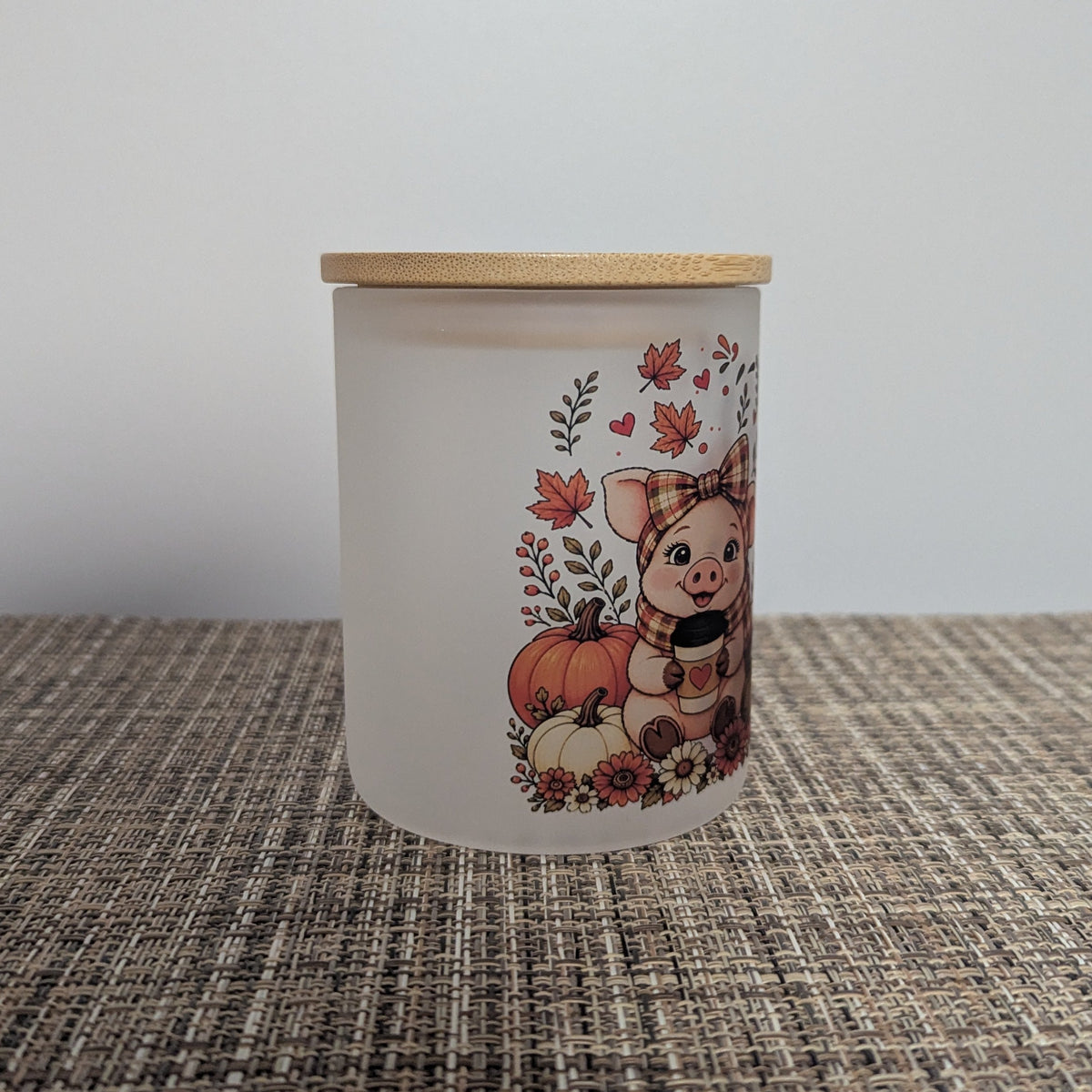Fall Pig Candle Holder With A Battery Operated Flickering Tea Light