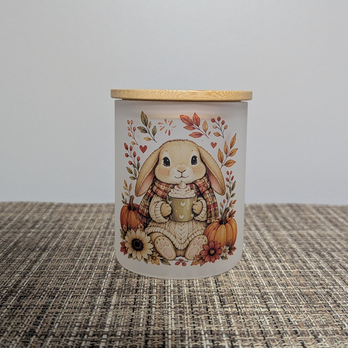 Fall Rabbit Candle Holder With A Battery Operated Flickering Tea Light