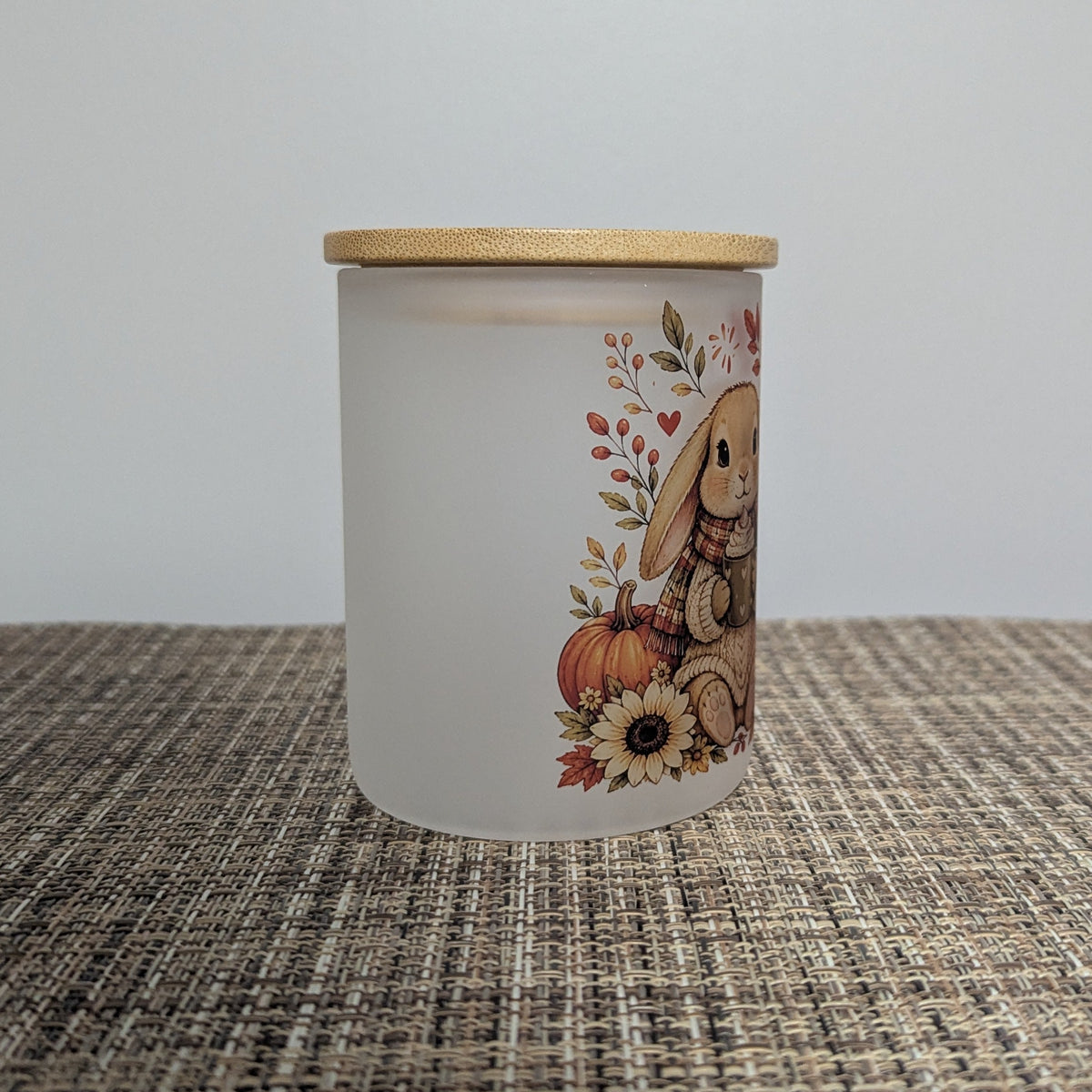 Fall Rabbit Candle Holder With A Battery Operated Flickering Tea Light