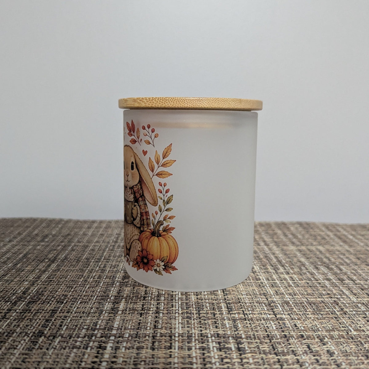 Fall Rabbit Candle Holder With A Battery Operated Flickering Tea Light