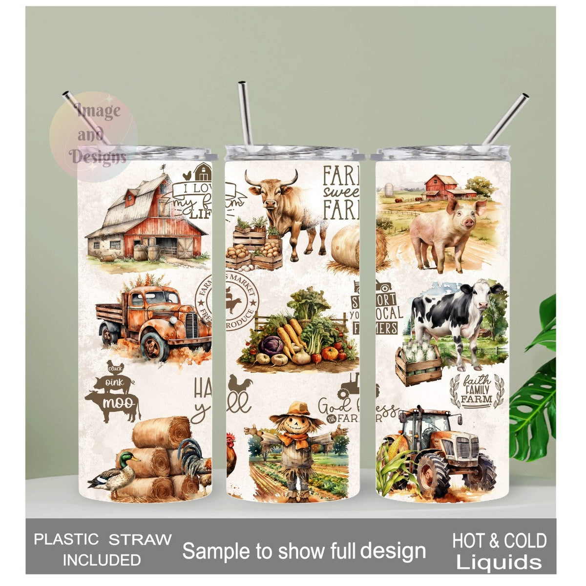 Farm Life Affirmation Tumbler 20oz With Reusable Straw