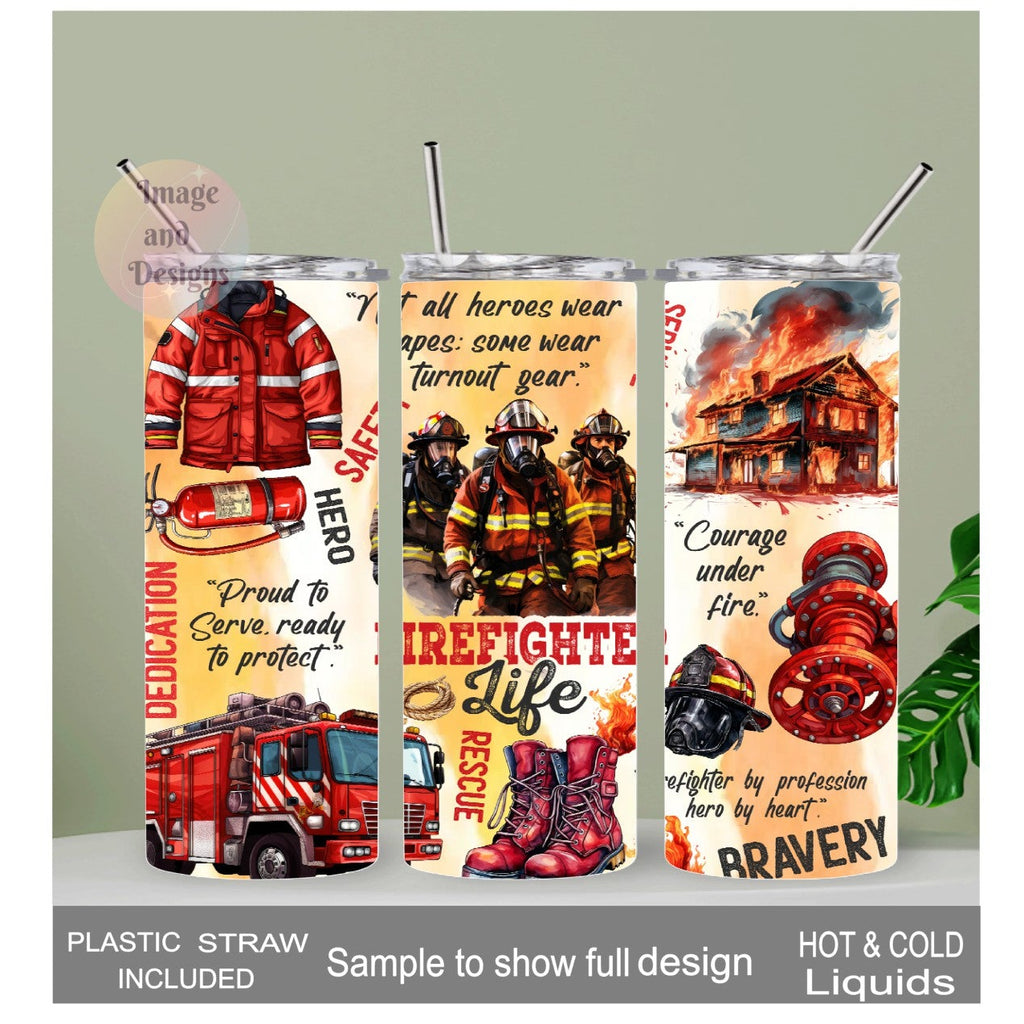 Firefighter Life Affirmation Tumbler 20oz With Reusable Straw