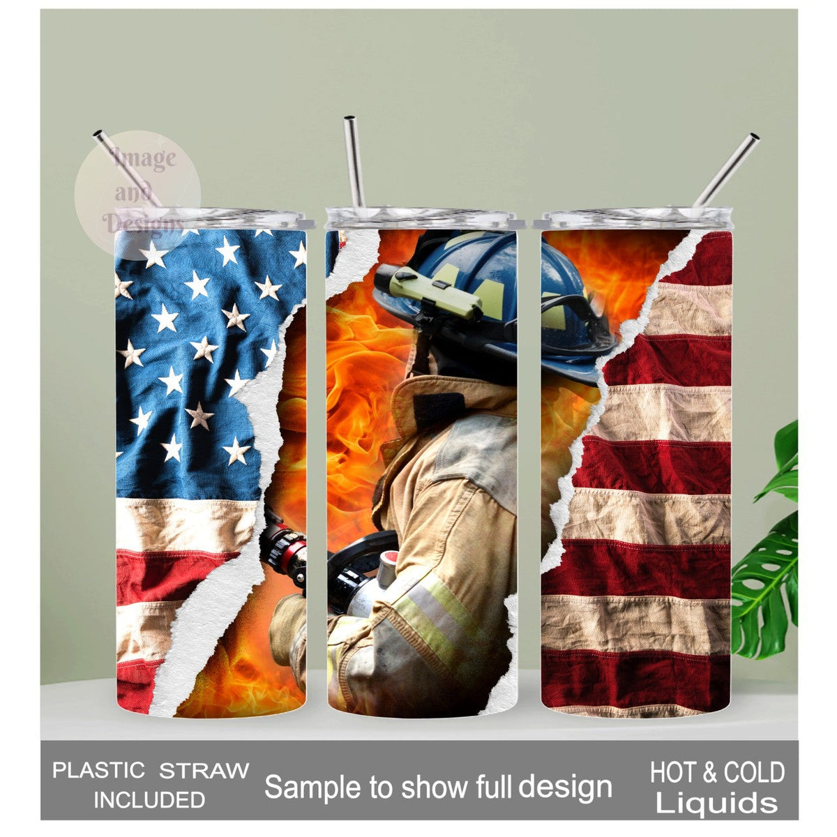 Fire Fighter Tumbler 20 oz with A Reusable Straw, Can Be Personalized