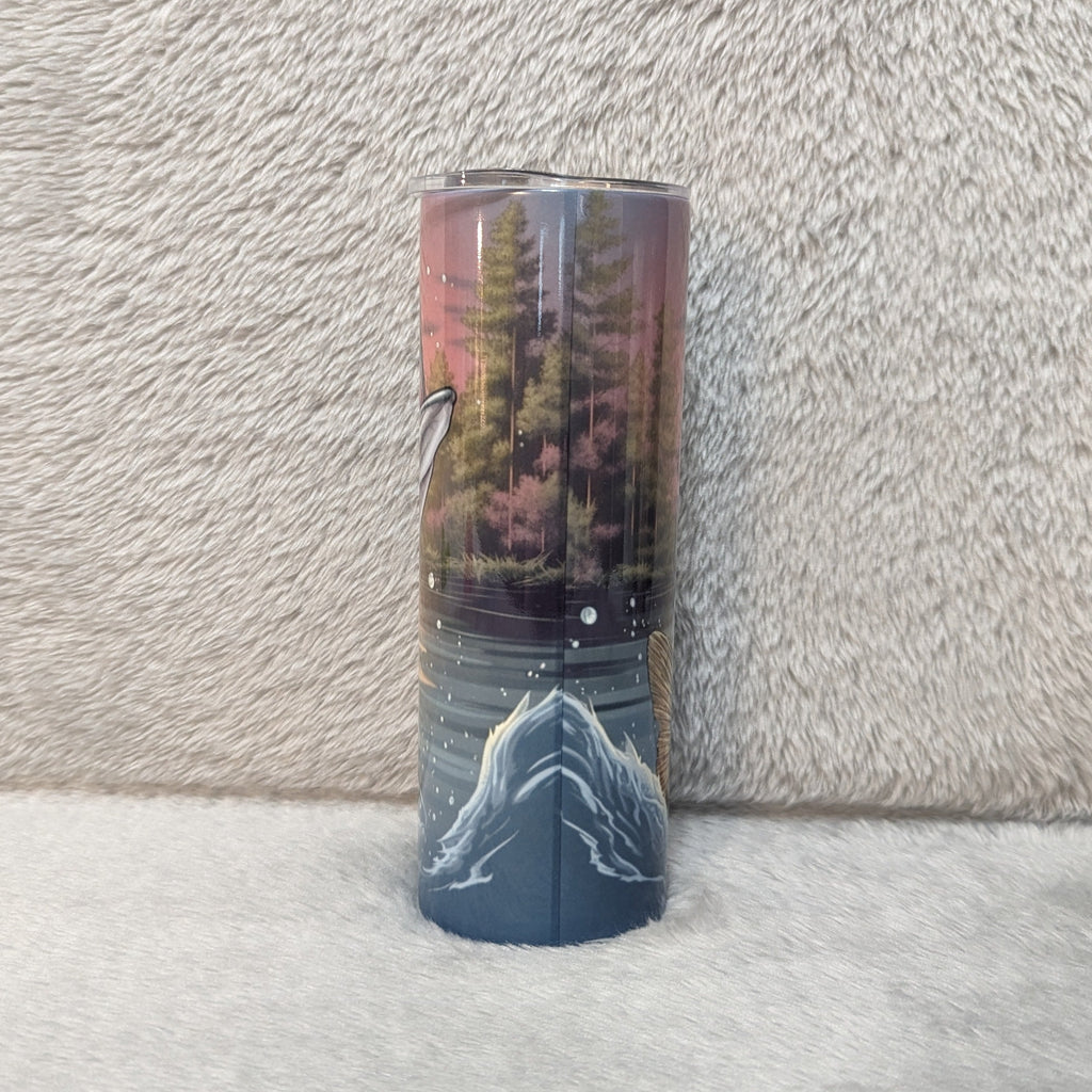 Bass Fish Tumbler 20oz With Reusable Straw, Can Be Personalized