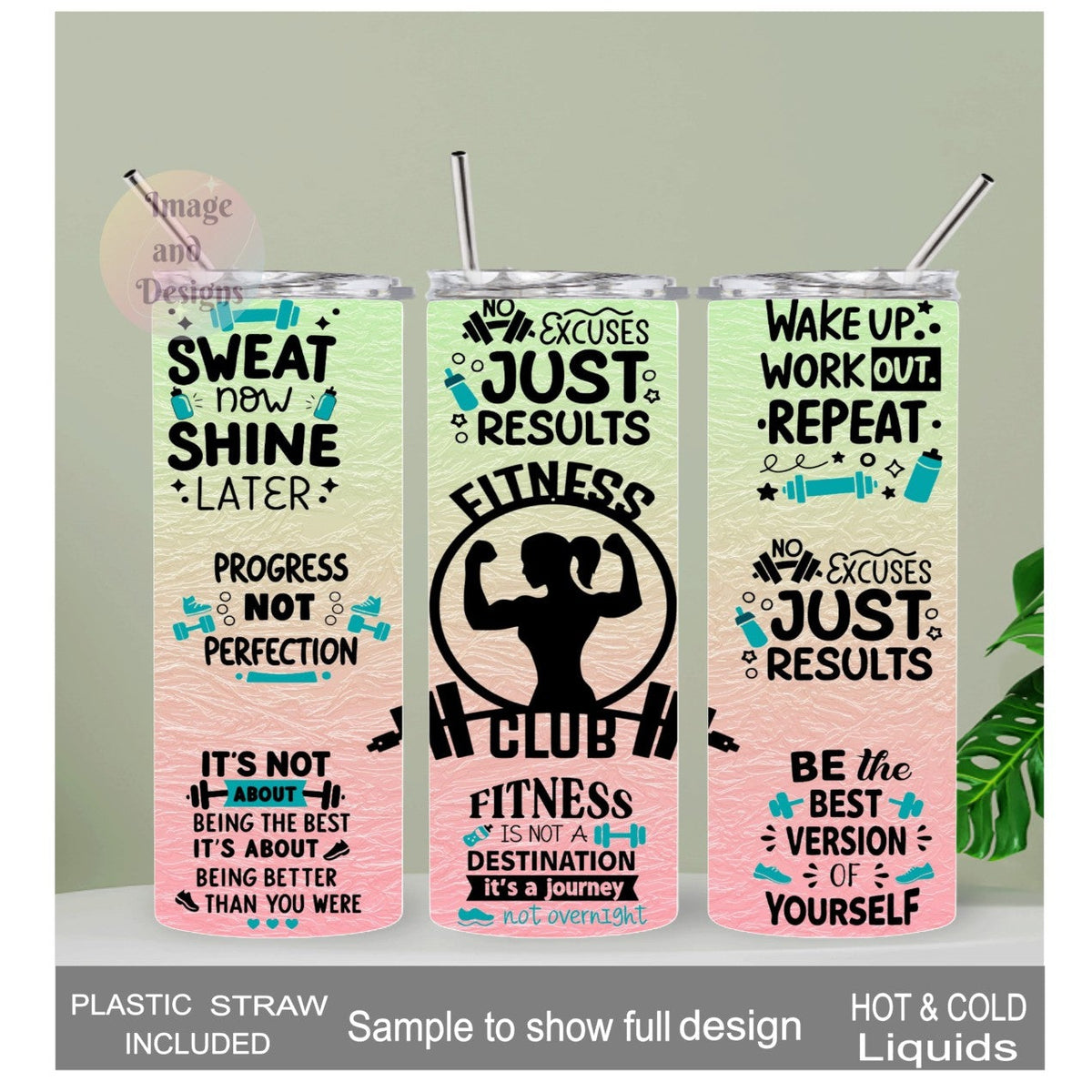 Fitness Tumbler 20oz With Reusable Straw