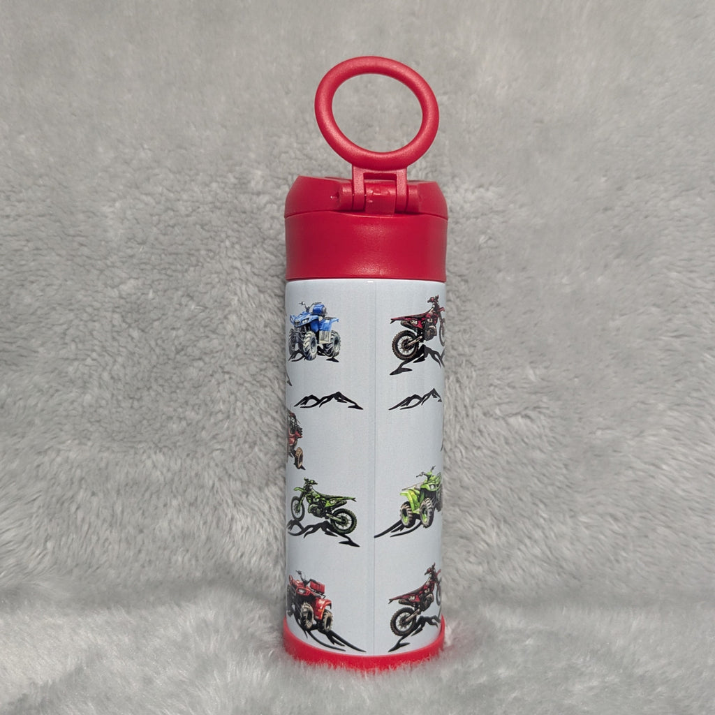 Kids Outdoor Vehicle Water Bottle 12oz With Reusable Straw, Can Be Personalized