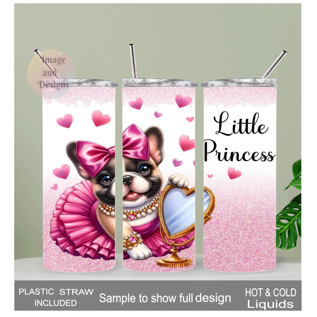 French Bulldog Tumbler 20oz With Reusable Straw, Can Be Personalized