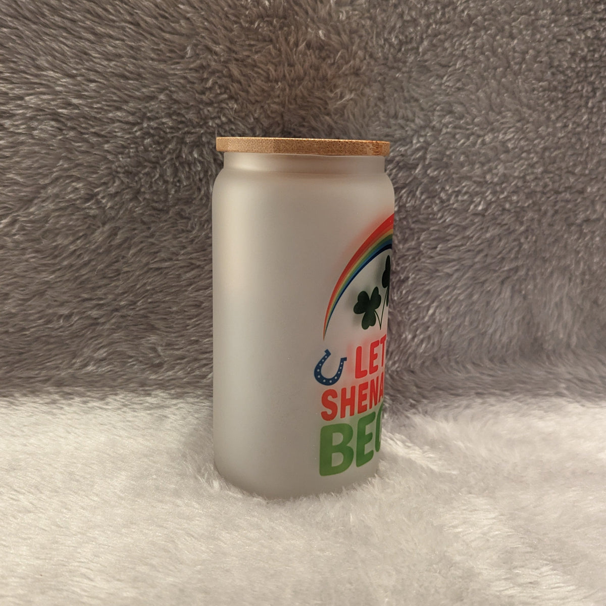 Let the Shenanigans Begin - 16oz Frosted Glass with Bamboo Lid & Reusable Straw