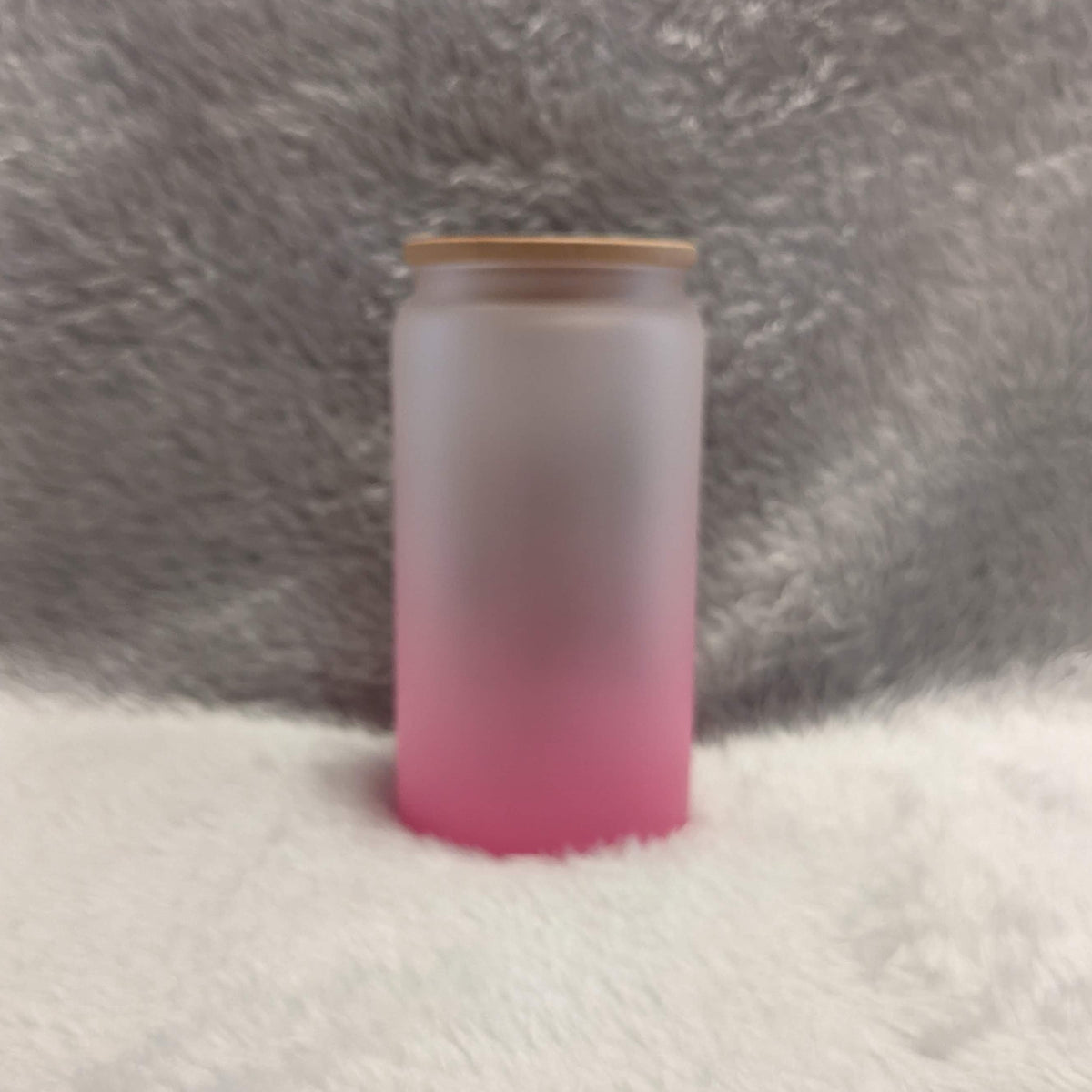 16oz Pink Frosted Beach Glass Tumbler with Bamboo Lid & Reusable Straw