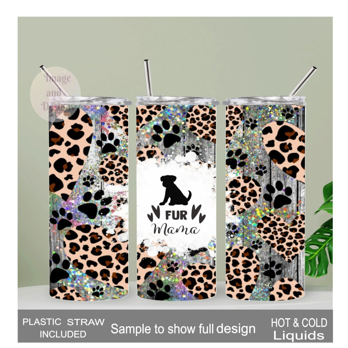 Fur Mama Dog Tumbler 20oz With Reusable Straw