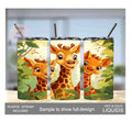 Kids Cartoon Giraffe Tumbler 15oz With Reusable Straw, Can Be Personalized