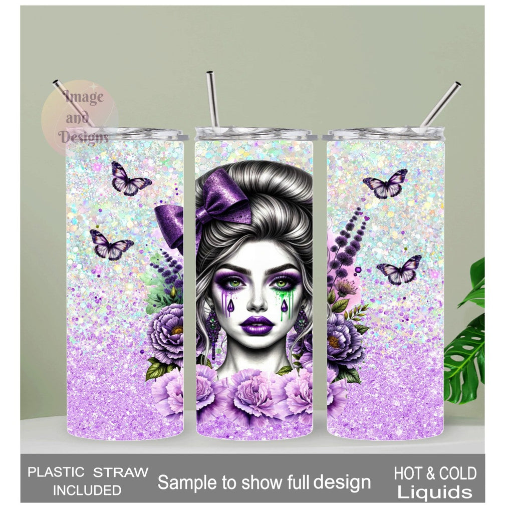 Floral Girl Tumbler 20oz With Reusable Straw, Can Be Personalized