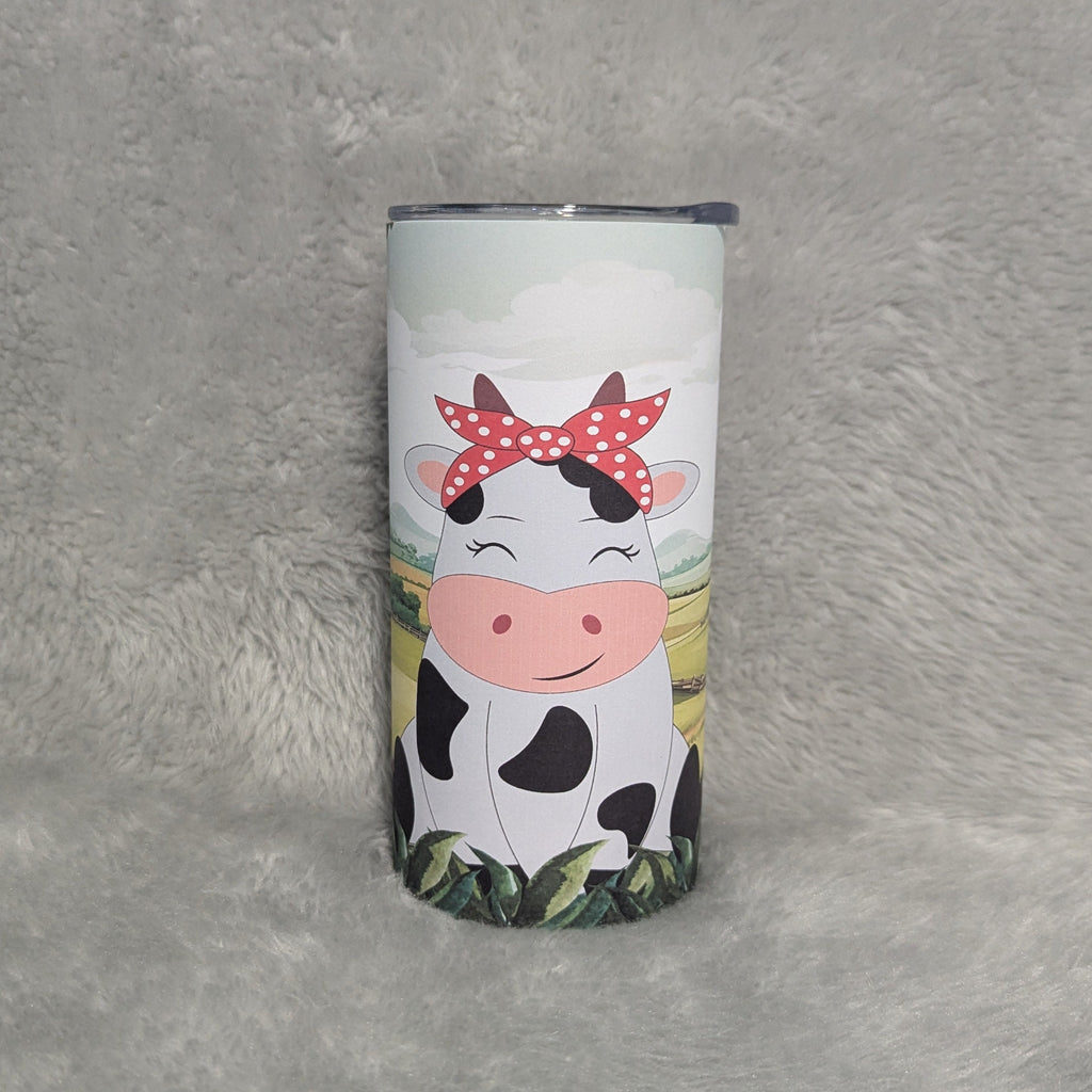 Kids Cow Tumbler 15oz With Reusable Straw, Can Be Personalized