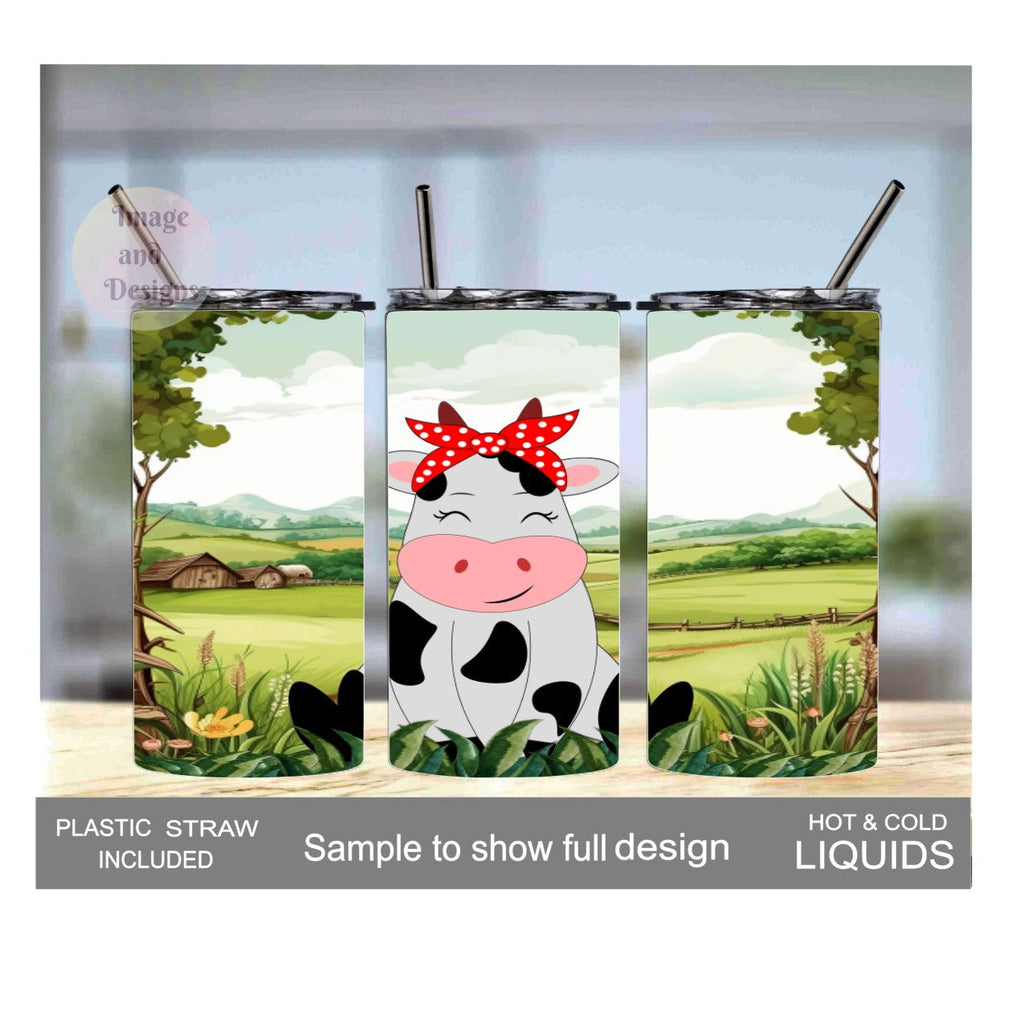 Kids Cow Tumbler 15oz With Reusable Straw, Can Be Personalized