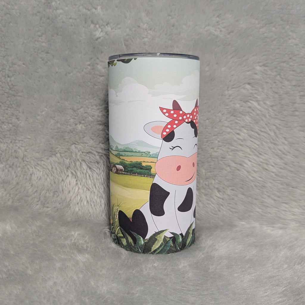 Kids Cow Tumbler 15oz With Reusable Straw, Can Be Personalized